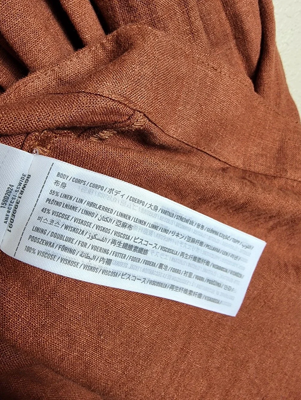Abercrombie & Fitch Linen Blend Plunge Maxi Dress Large Tall NWT Rust Brown